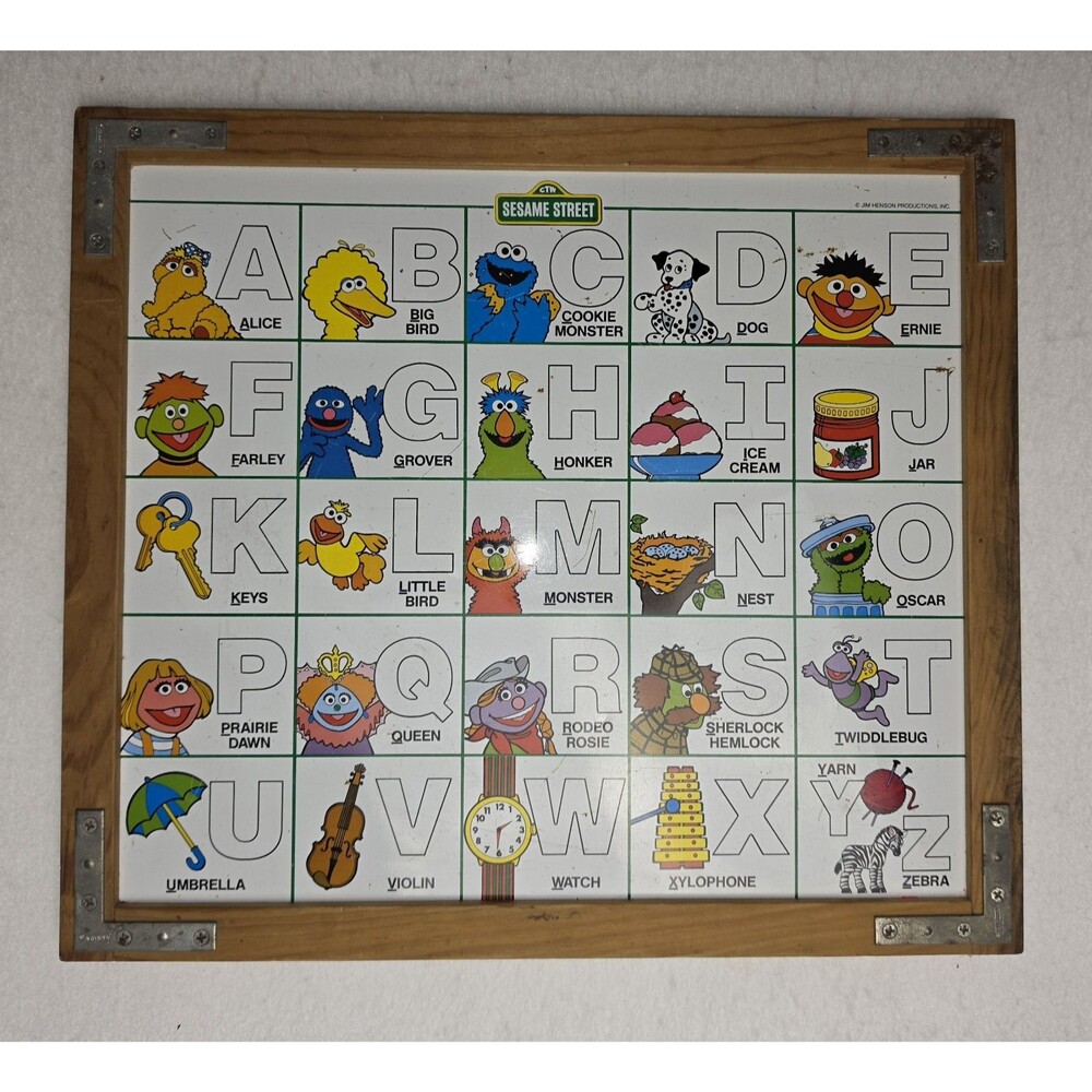 Vintage Sesame Street Jim Henson Muppets Two Sided Magnetic Alphabet Chalkboard